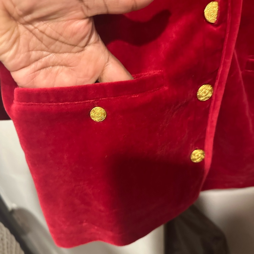 Talbots Red Velvet Jacket with Gold Buttons - Picture 4 of 7
